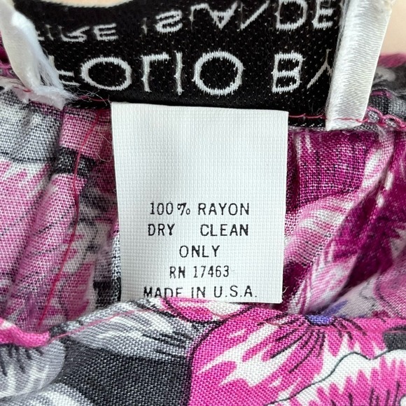 Vintage 80s Pink Floral Print A-Line Midi Skirt Folio Fire Islander, Size Medium - Picture 7 of 7